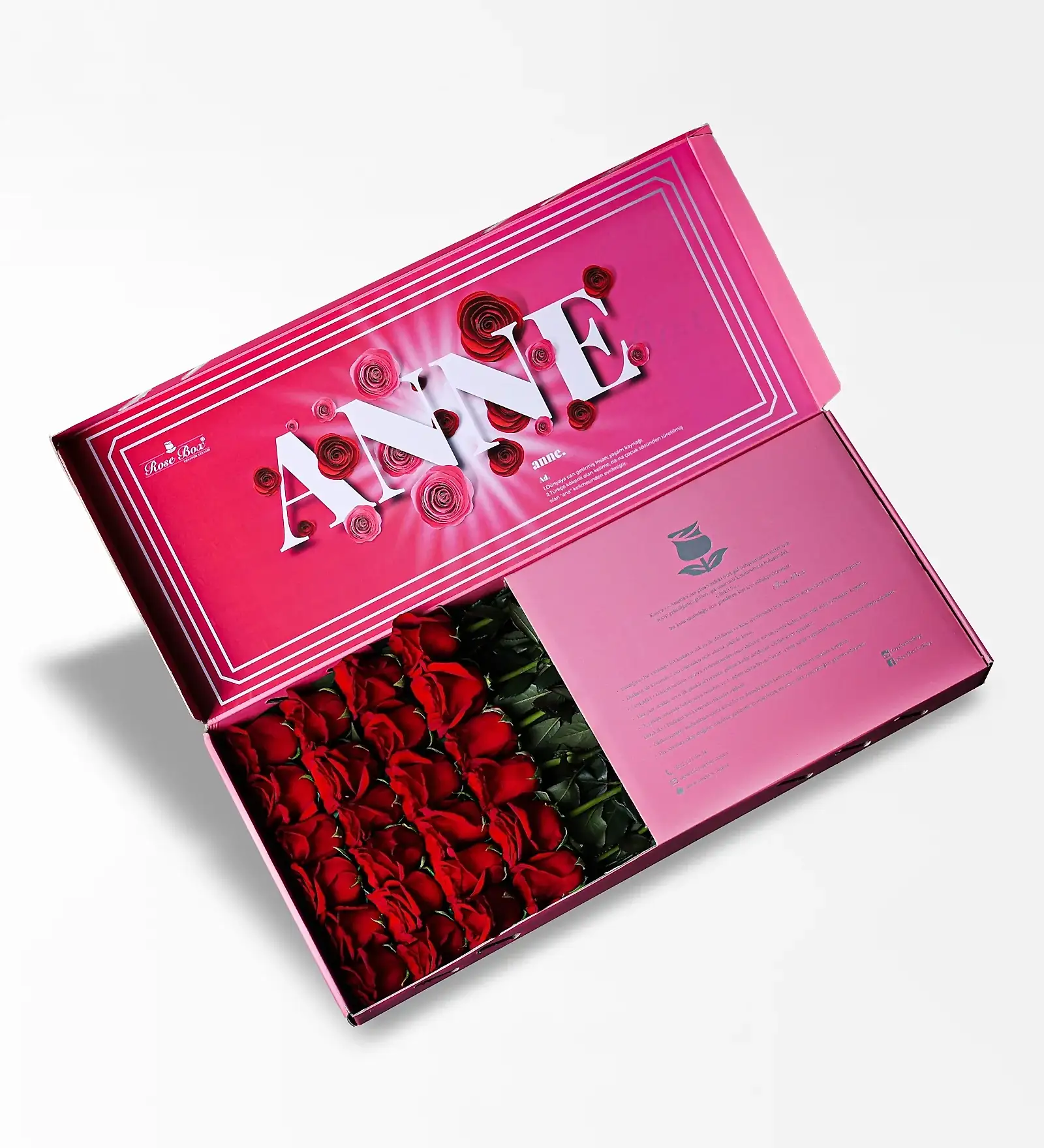 Anne 24'Lü - Anneler Günü Pembe Kutuda 24 Kırmızı Gül