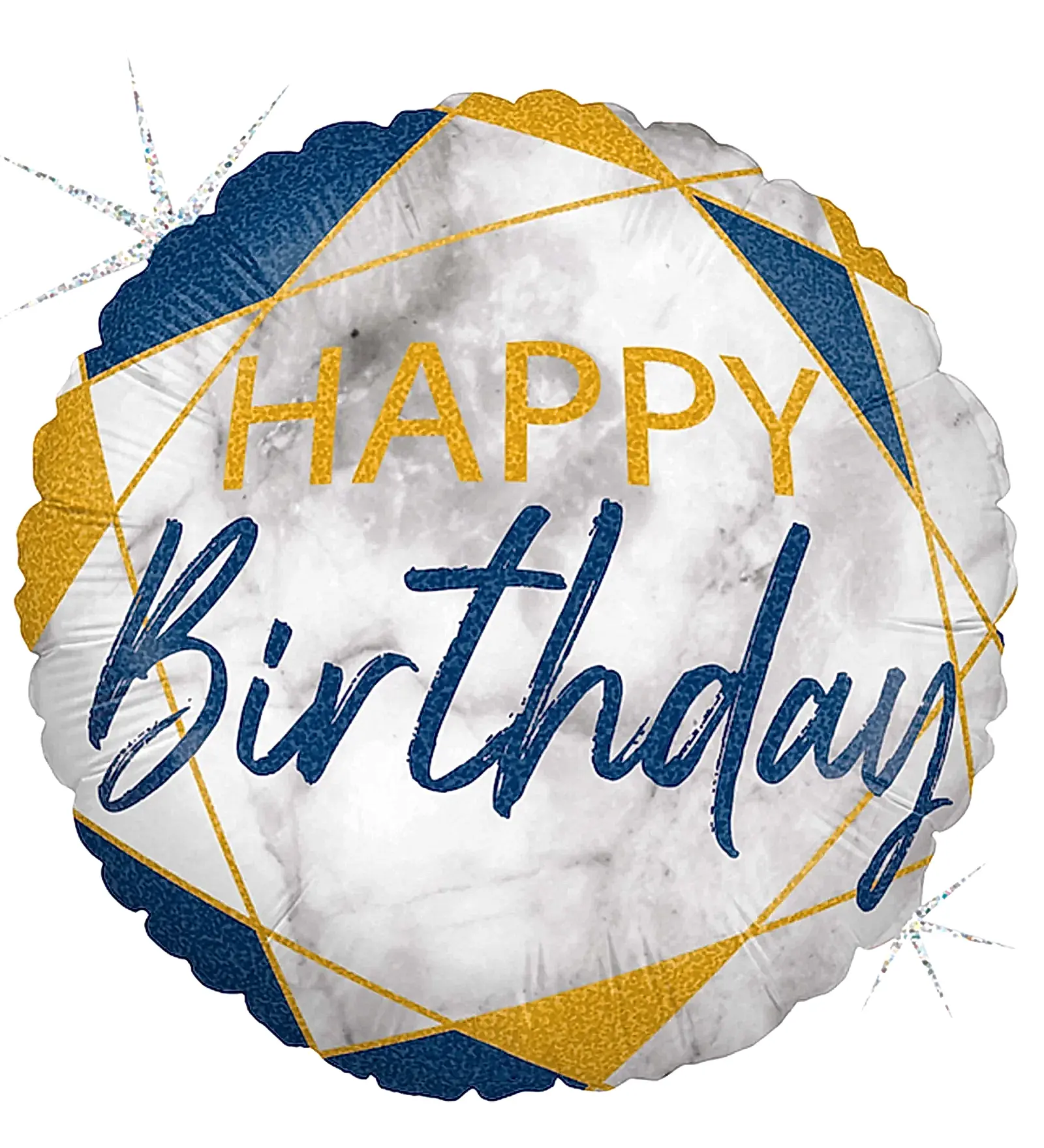 Grabo 18" P. Marble Happy Bırthday Blue Folyo Uçan Balon