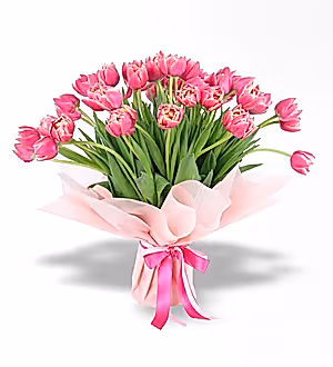 50 Adet Pembe Lale Buketi