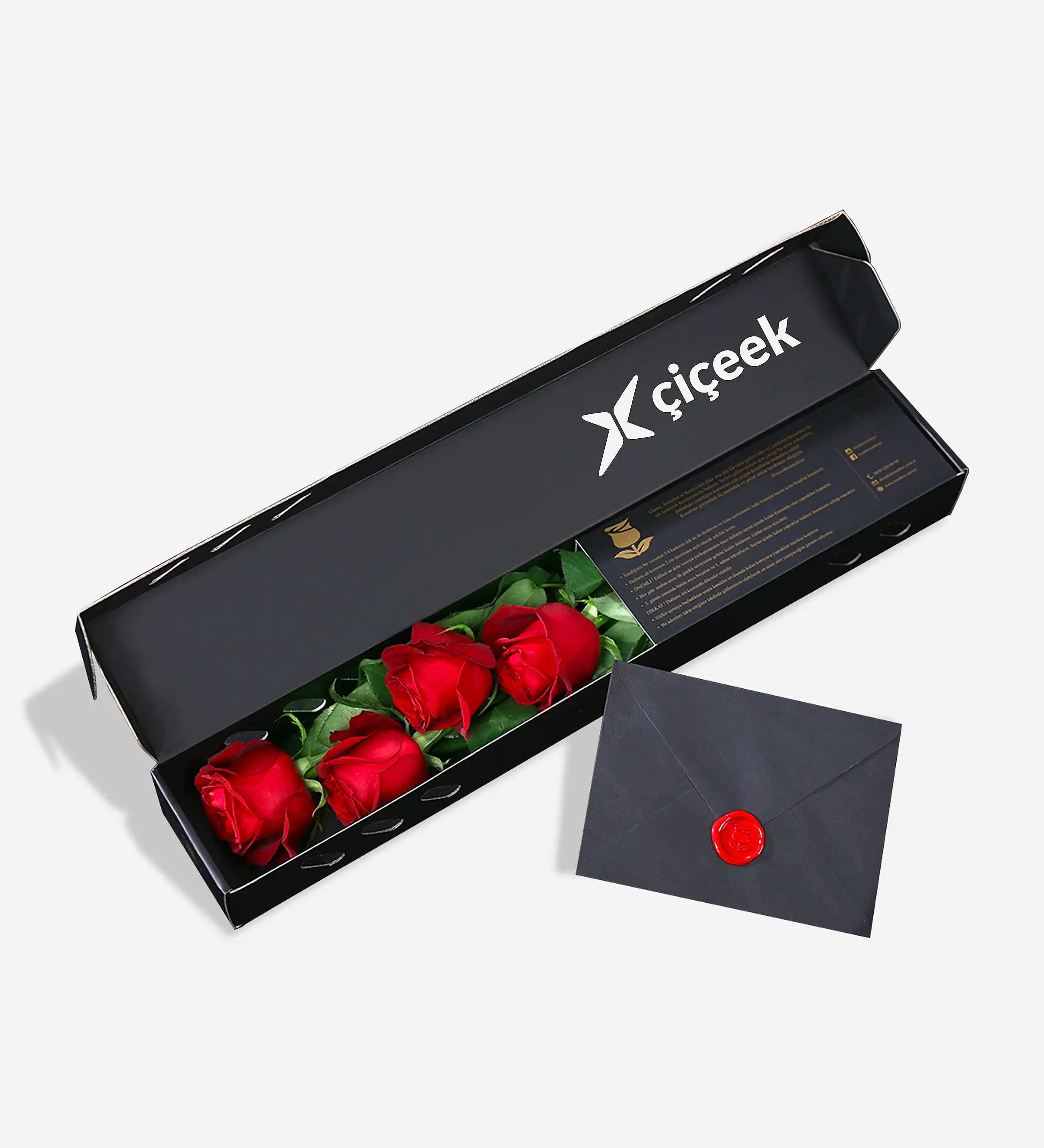 Siyah Kutuda Kırmızı 4 Gül