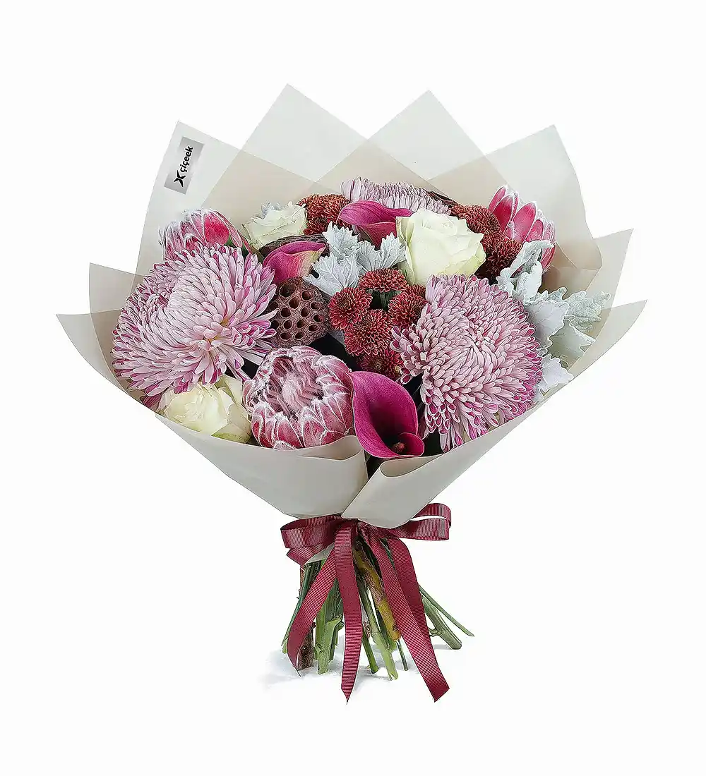 Protea Anastasya Gala Ve Lotus Çiçek Buketi (L)