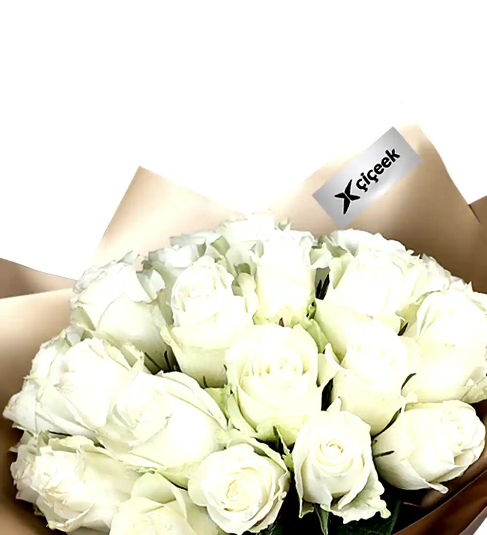 White Grand 30 Beyaz Gül Buketi